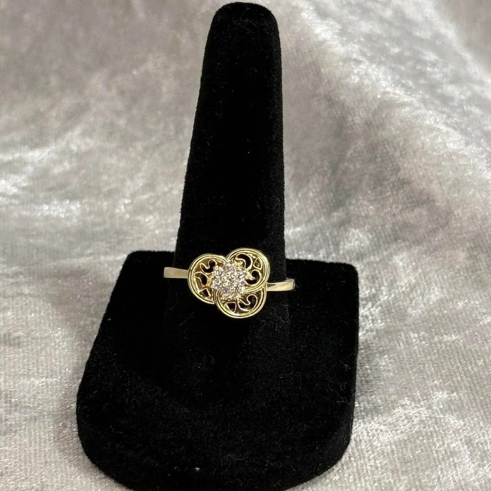 18K Gold Plated Stainless Steel CZ Ring Size 5 | Tarnish Resistant